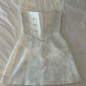 Sau Lee Joey Jacquard Mini Dress White